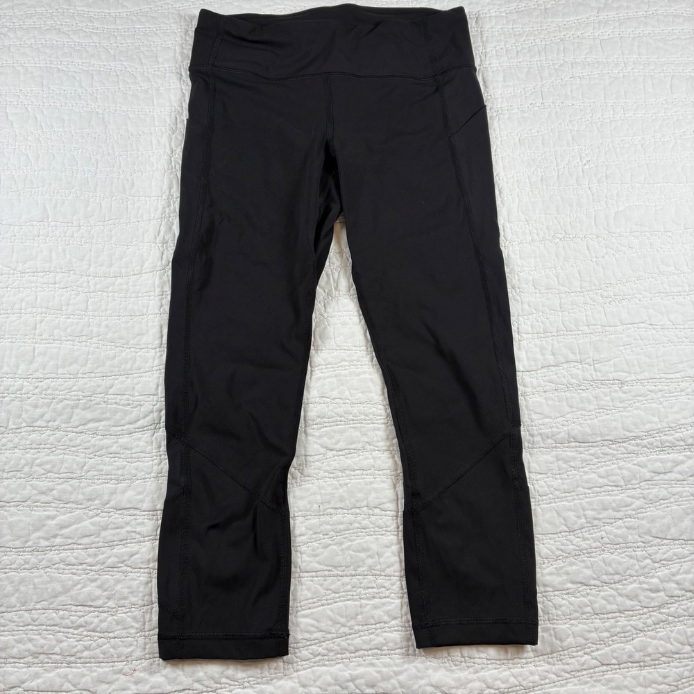 Lululemon Pace Rival Crop Leggings Black 22" Pockets Workout Gym Sz 6 Athleisure